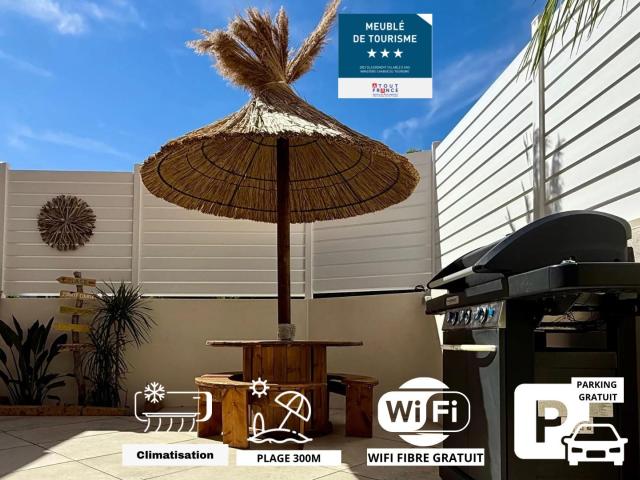 Sète Évasion, Rez de jardin, Rdc,  Climatisé,direct plage, Parking Privė wifi
